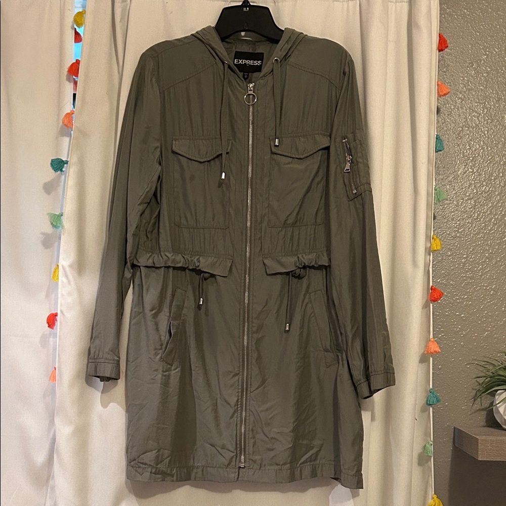 Express Women's Khaki and Olive Utility Jacket